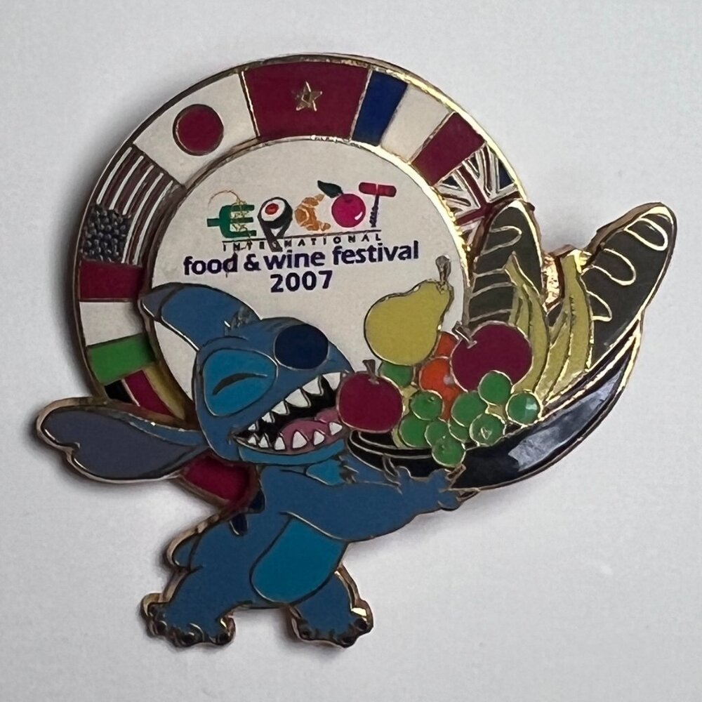 stitch food & wine festival spinner • epcot 2007 • le 3000 disney pin
